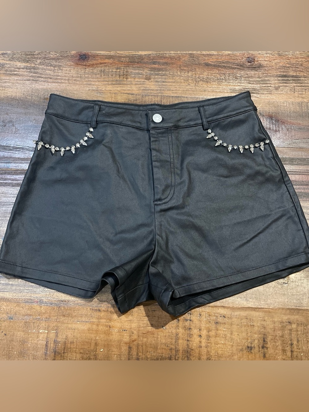 Windsor Black High-Waist Jewel-Trim Shorts